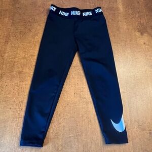 M / size 6 girls Nike athletic pants drift running spandex black white yoga t